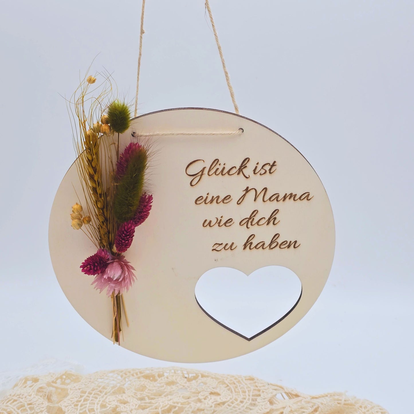 Mutter Tochter Geschenk | Dankeschön Mama | Glück ist eine Mama wie dich zu haben | Türkranz aus Trockenblumen | Geburtstag | Muttertag