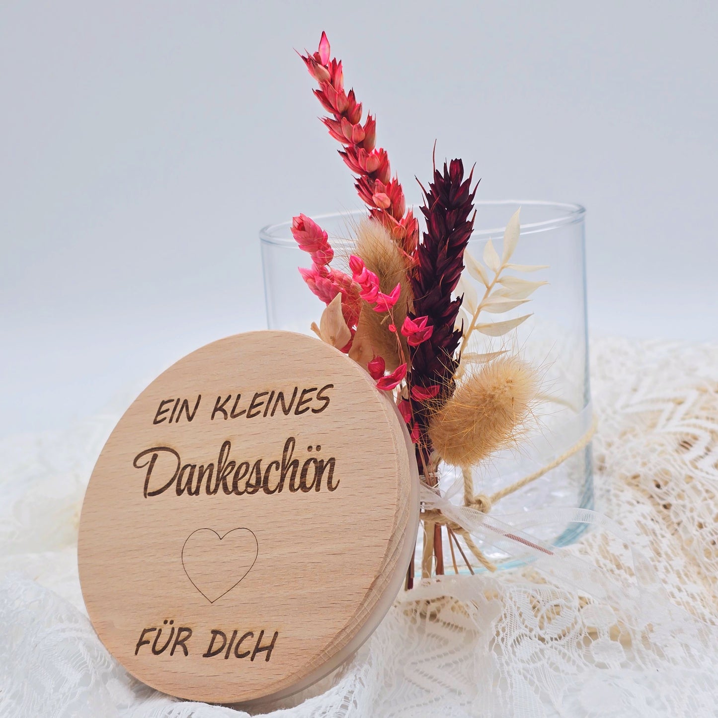 Abschiedsgeschenk Kindergarten Erzieherin | Personalisiertes Vorratsglas | Kleines Dankeschön Lehrerin | Geschenkidee | Trockenblumenstrauß