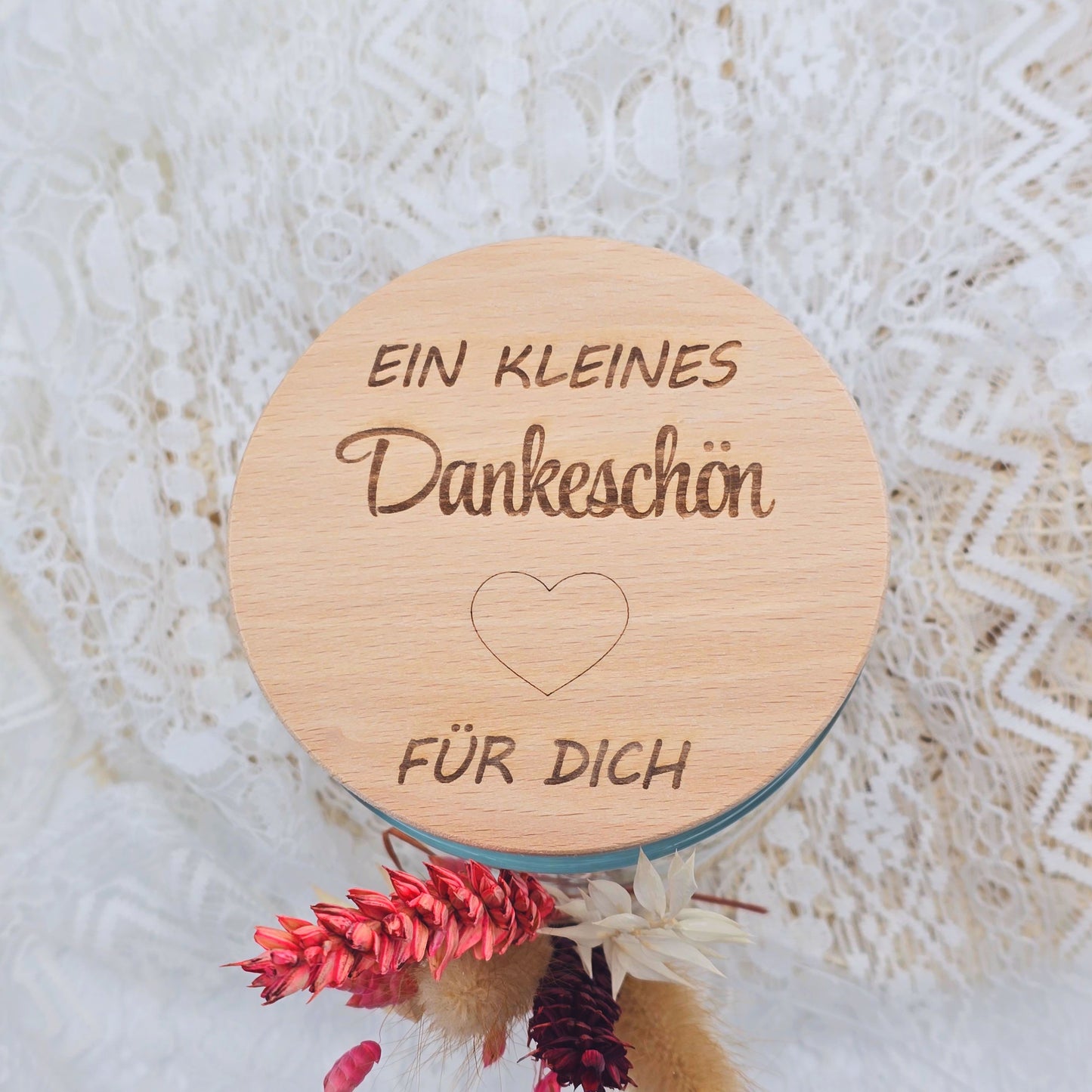 Abschiedsgeschenk Kindergarten Erzieherin | Personalisiertes Vorratsglas | Kleines Dankeschön Lehrerin | Geschenkidee | Trockenblumenstrauß