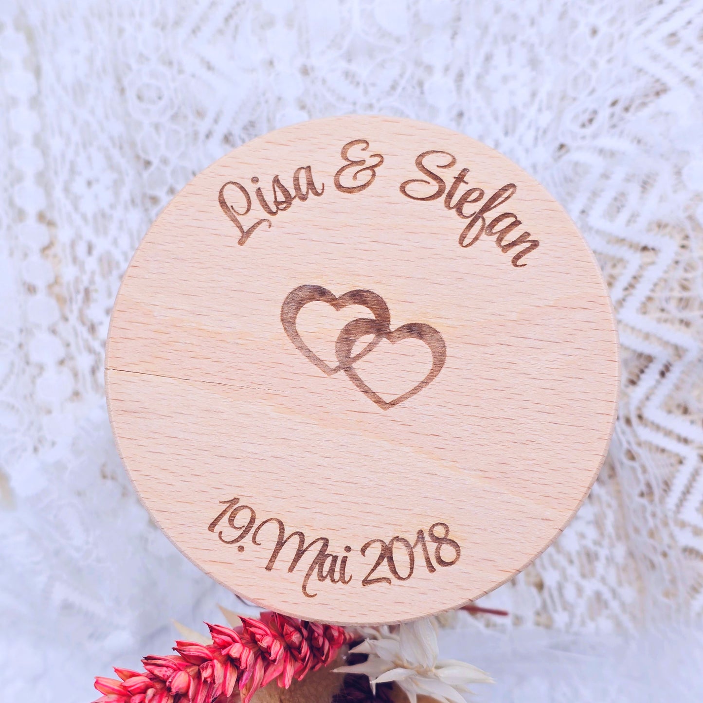 Geldgeschenk zur Hochzeit | Personalisiertes Vorratsglas | Geschenk mit Trockenblumen | Geschenk zur Hochzeit mit zwei Namen