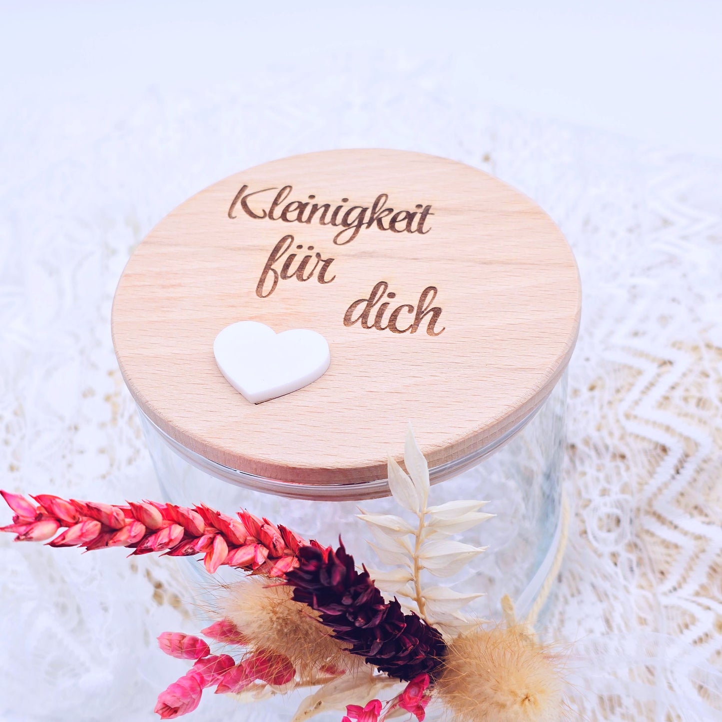 personalisiertes Vorratsglas mit Holzdeckel | Dankeschön Geschenk | Kleinigkeit für dich | Kindergarten Abschiedsgeschenk | Geburtstag