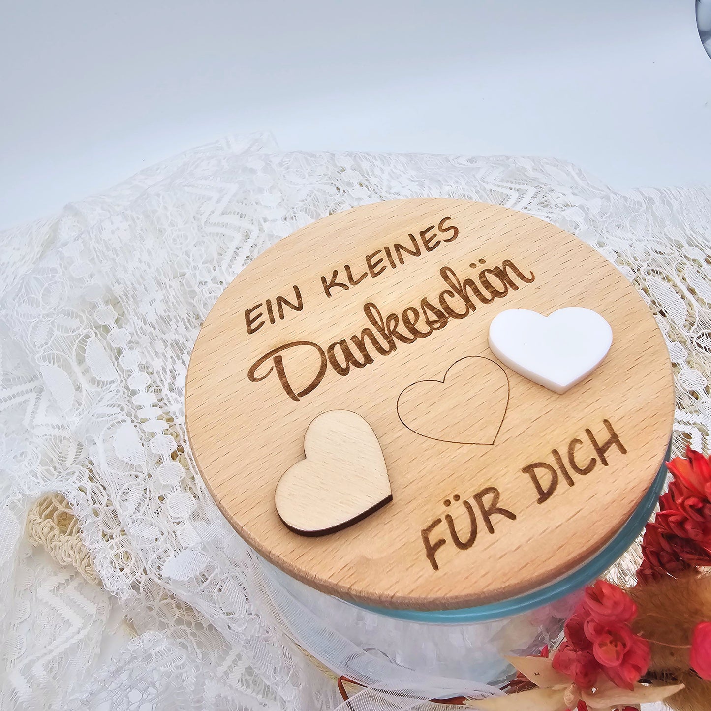 Abschiedsgeschenk Kindergarten Erzieherin | Personalisiertes Vorratsglas | Kleines Dankeschön Lehrerin | Geschenkidee | Trockenblumenstrauß