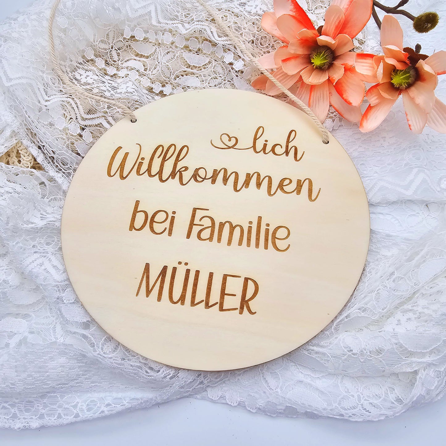 Holzschild Familie | Willkommensschild | Türschild Familie | Geschenk zum Einzug | Herzlich Willkommen | personalisiertes Türschild