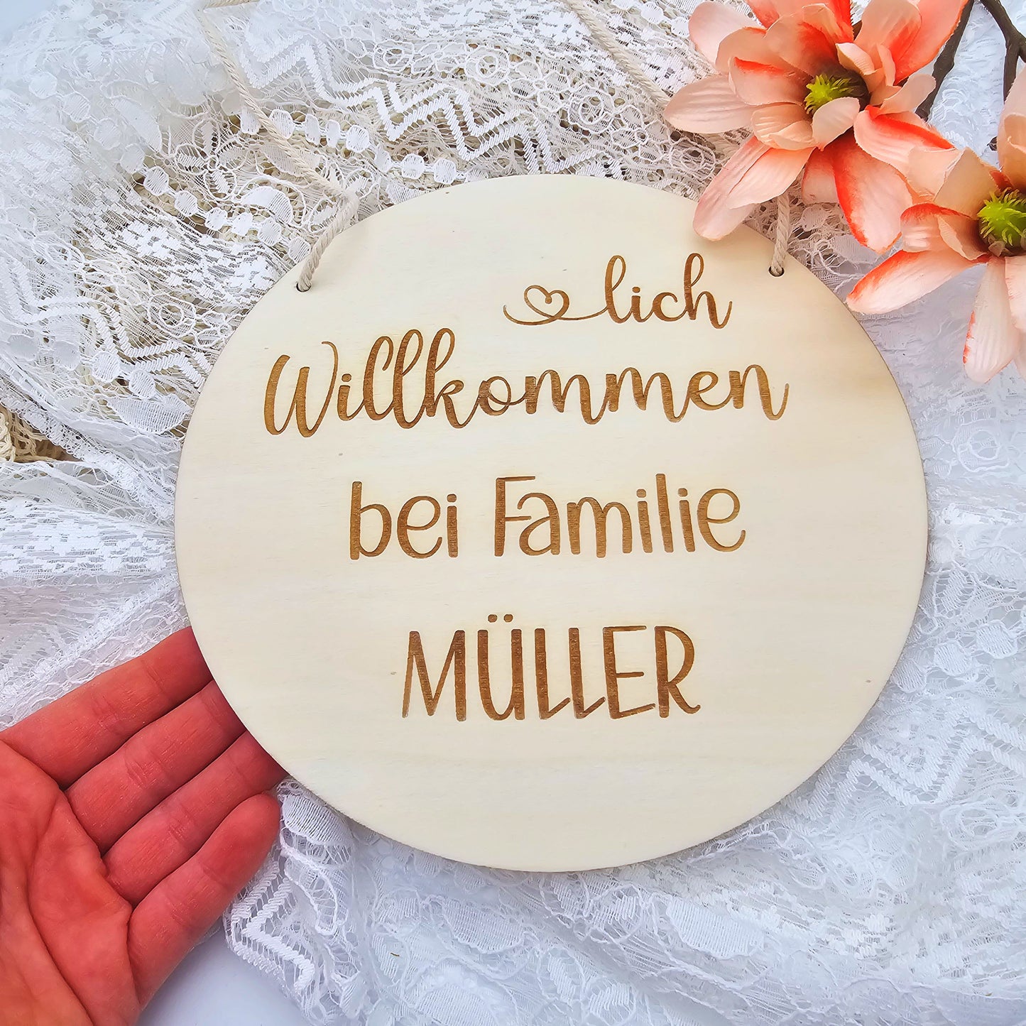 Holzschild Familie | Willkommensschild | Türschild Familie | Geschenk zum Einzug | Herzlich Willkommen | personalisiertes Türschild