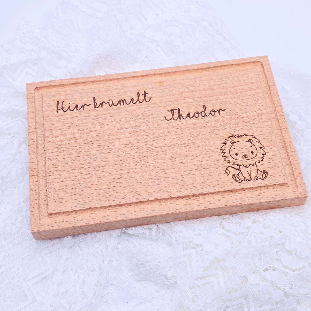 Frühstücksbrett aus Holz mit Name