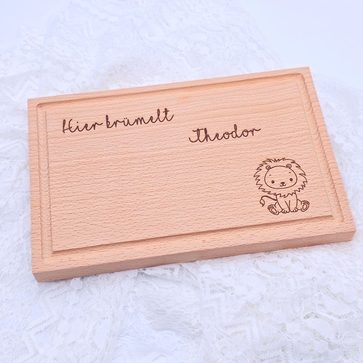 Frühstücksbrett aus Holz mit Name