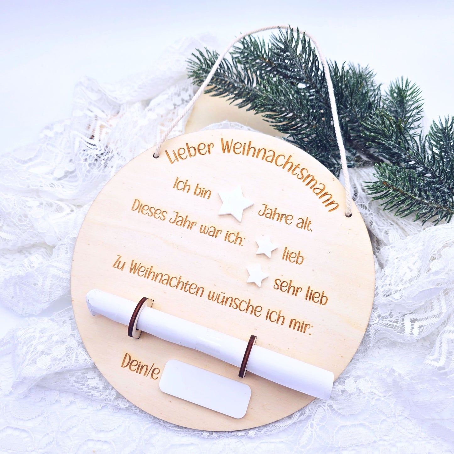 Weihnachtswunschzettel | Weihnachten Kinder | Personalisierbarer Wunschzettel aus Holz | Christkind | Weihnachtsmann | Nikolaus | DIY Kinder