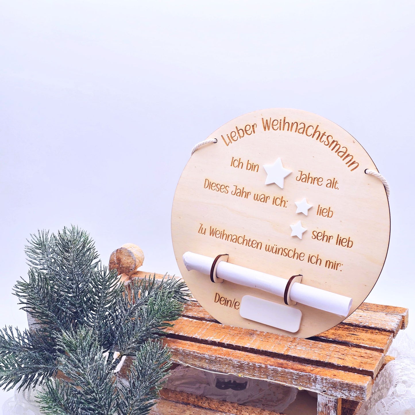 Weihnachtswunschzettel | Weihnachten Kinder | Personalisierbarer Wunschzettel aus Holz | Christkind | Weihnachtsmann | Nikolaus | DIY Kinder