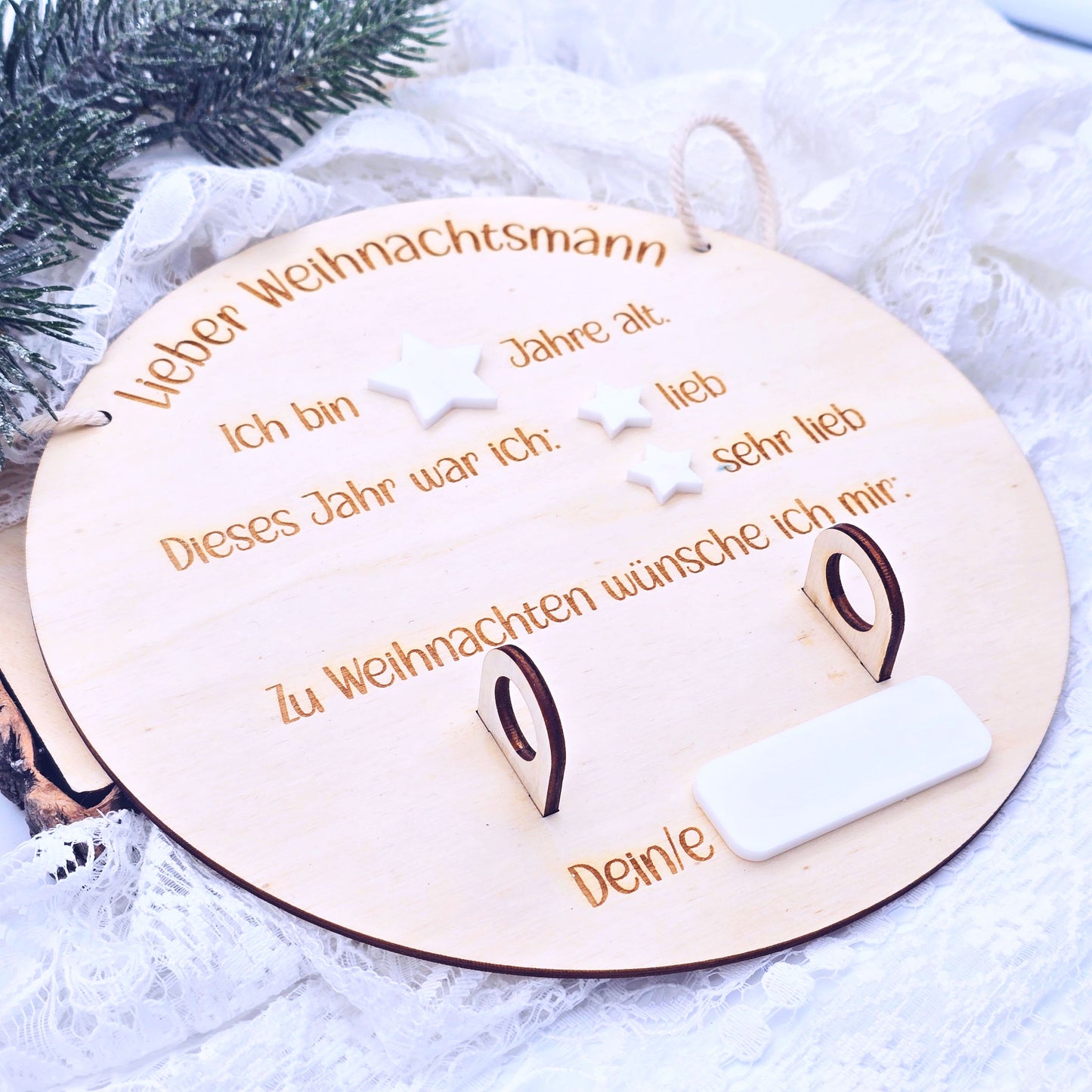 Weihnachtswunschzettel | Weihnachten Kinder | Personalisierbarer Wunschzettel aus Holz | Christkind | Weihnachtsmann | Nikolaus | DIY Kinder