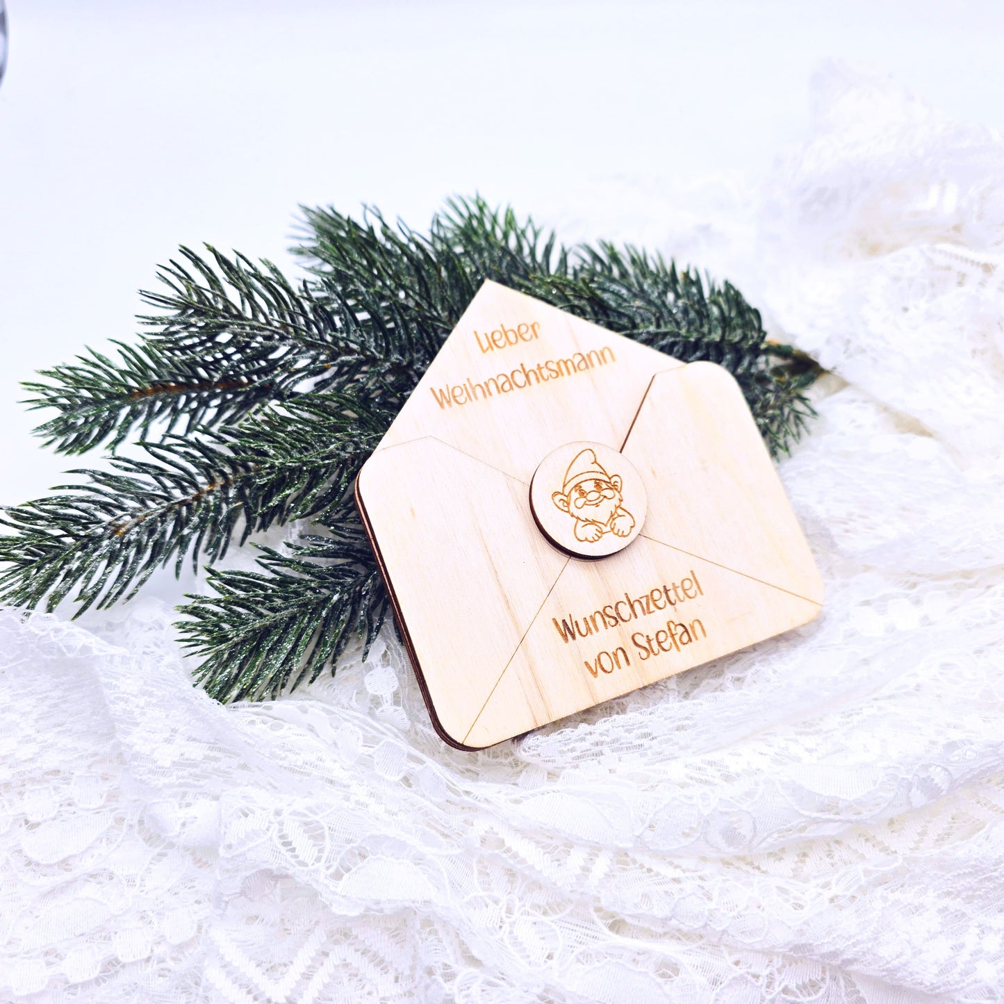 Briefumschlag Holz | Wunschzettel Weihnachten | Holzumschlag | Weihnachtsbrief | Gutschein Christkind | Weihnachtmann | personalisiert