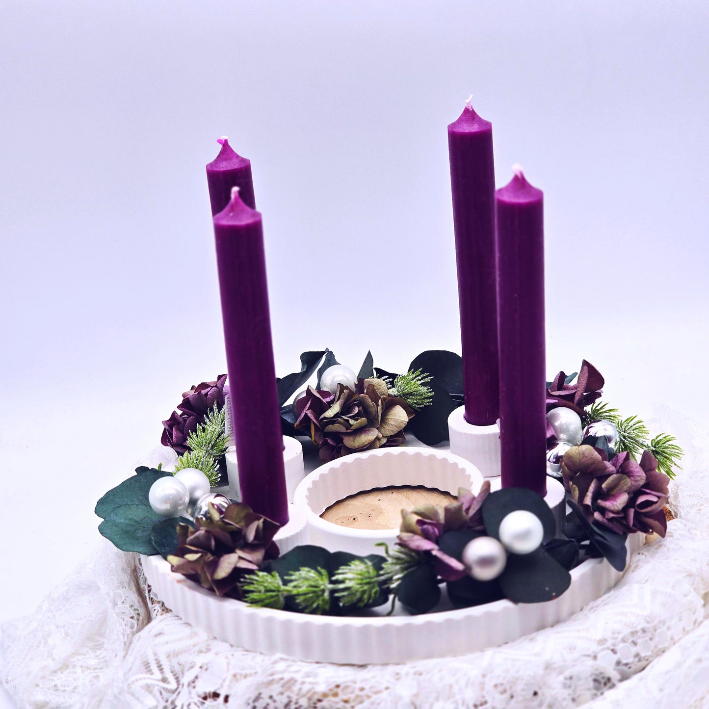 Adventskranz mit Trockenblumen und Hortensien | Tischdeko Weihnachten | Weihnachtsdekoration | Adventsdekoration | Weihnachtsdeko