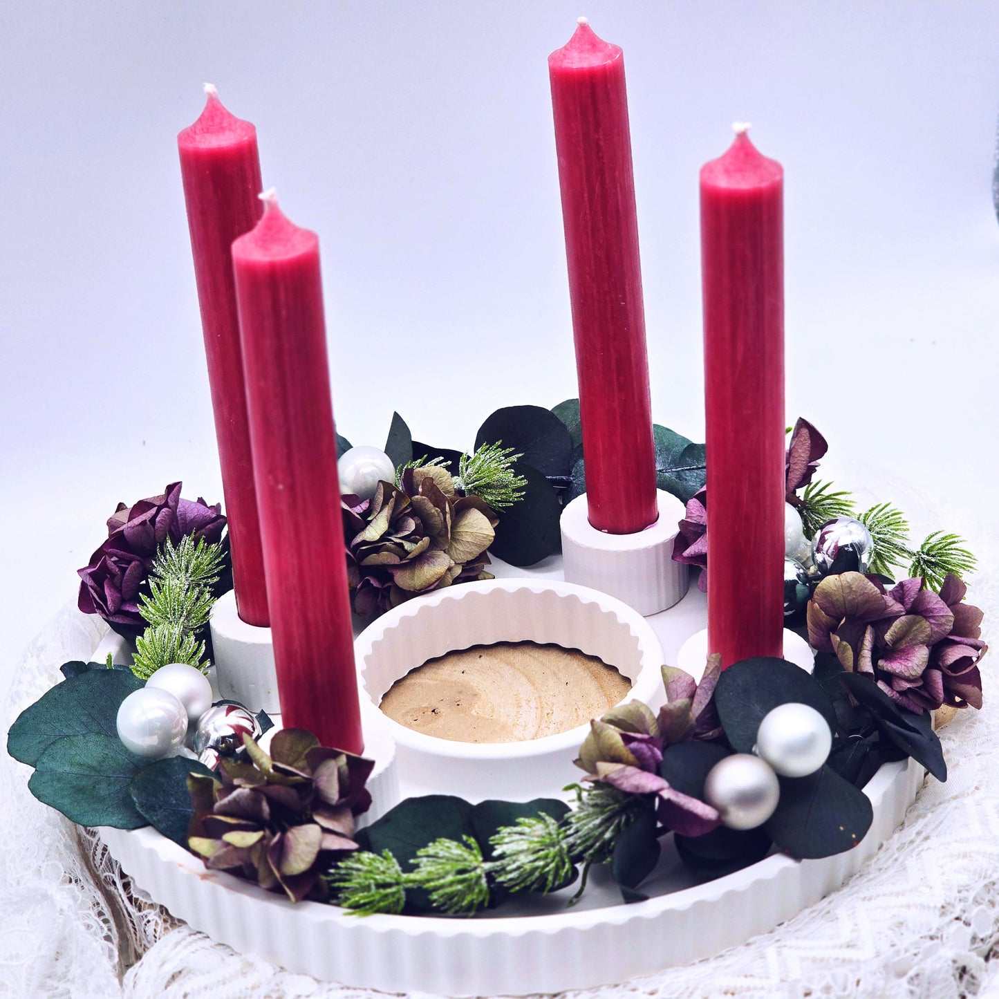 Adventskranz mit Trockenblumen und Hortensien | Tischdeko Weihnachten | Weihnachtsdekoration | Adventsdekoration | Weihnachtsdeko