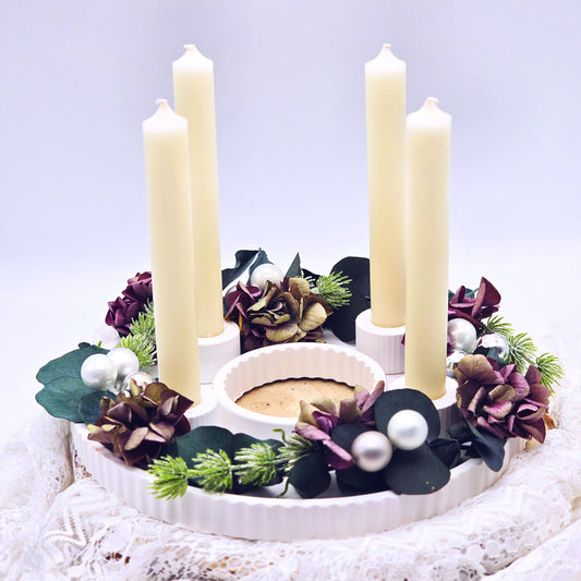 Adventskranz mit Trockenblumen und Hortensien | Tischdeko Weihnachten | Weihnachtsdekoration | Adventsdekoration | Weihnachtsdeko