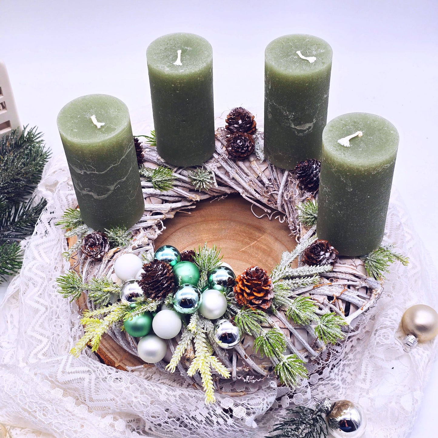 Adventskranz | Deko für die Weihnachtszeit | Adventsgesteck | Adventskranz salbei | Adventdeko Weidenkranz