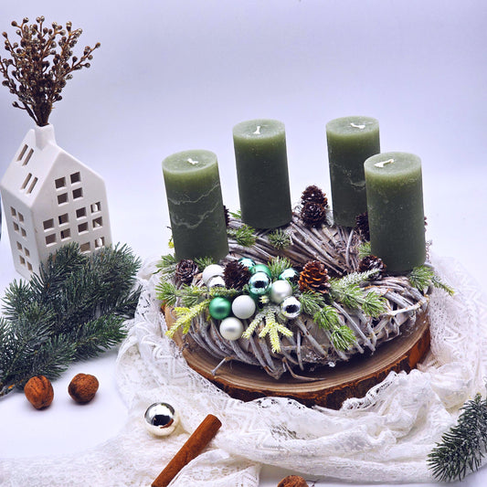 Adventskranz rund (Farbe salbei)