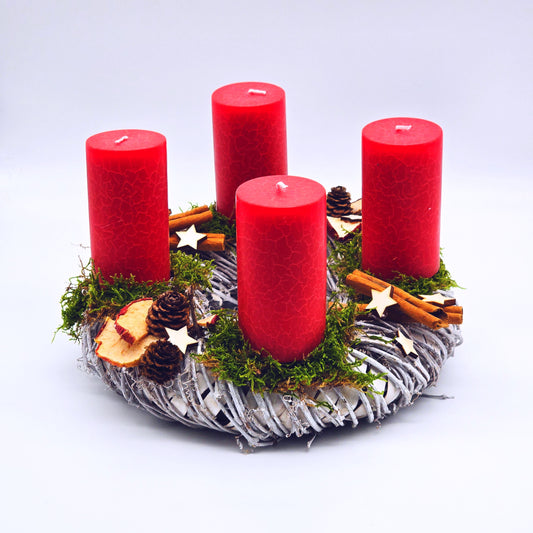 Adventskranz rund (Farbe rot)