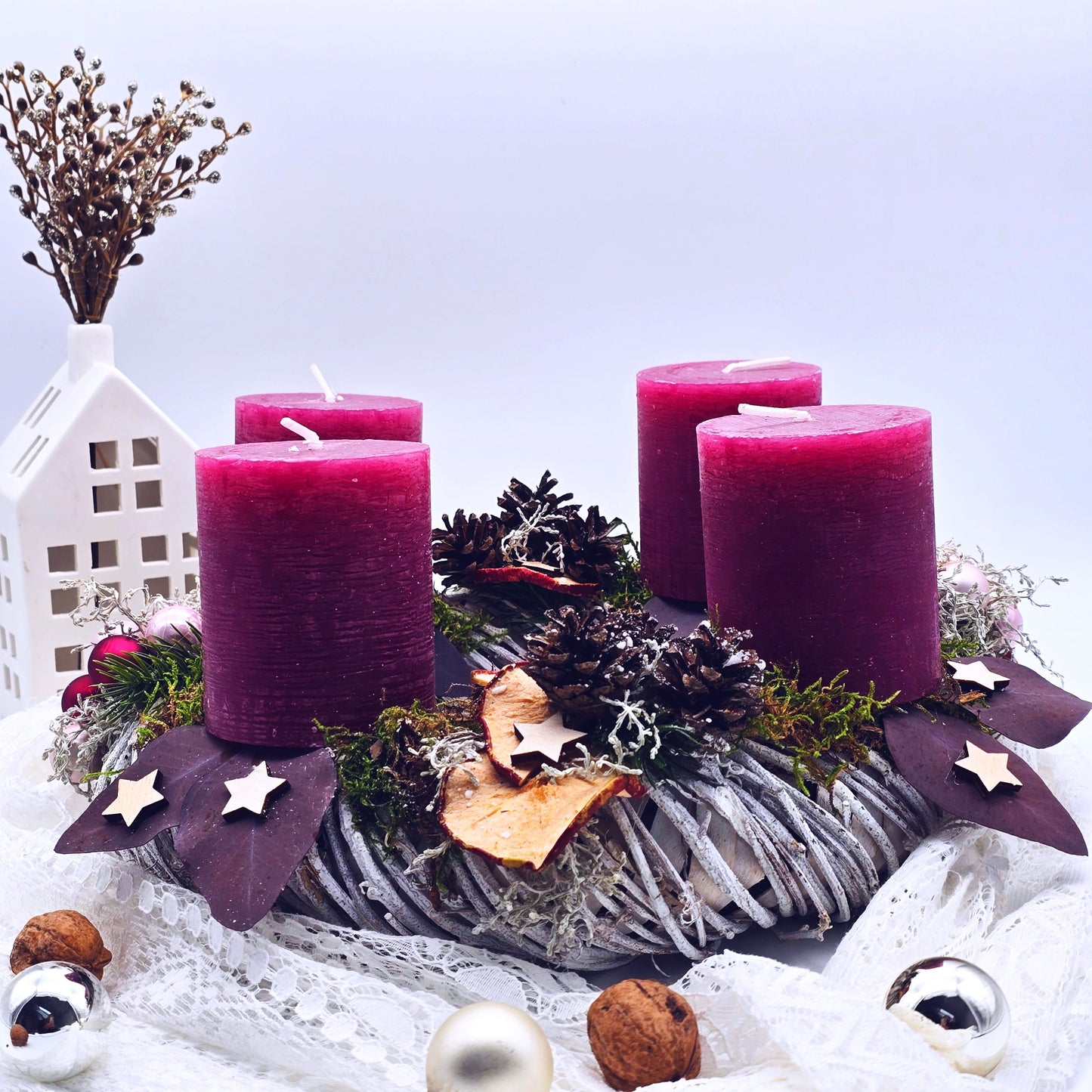 Adventskranz rund (Farbe beere)