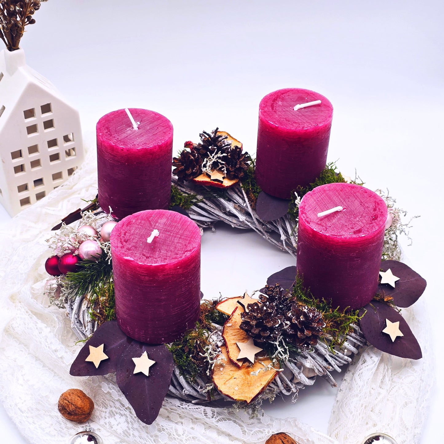 Adventskranz rund (Farbe beere)