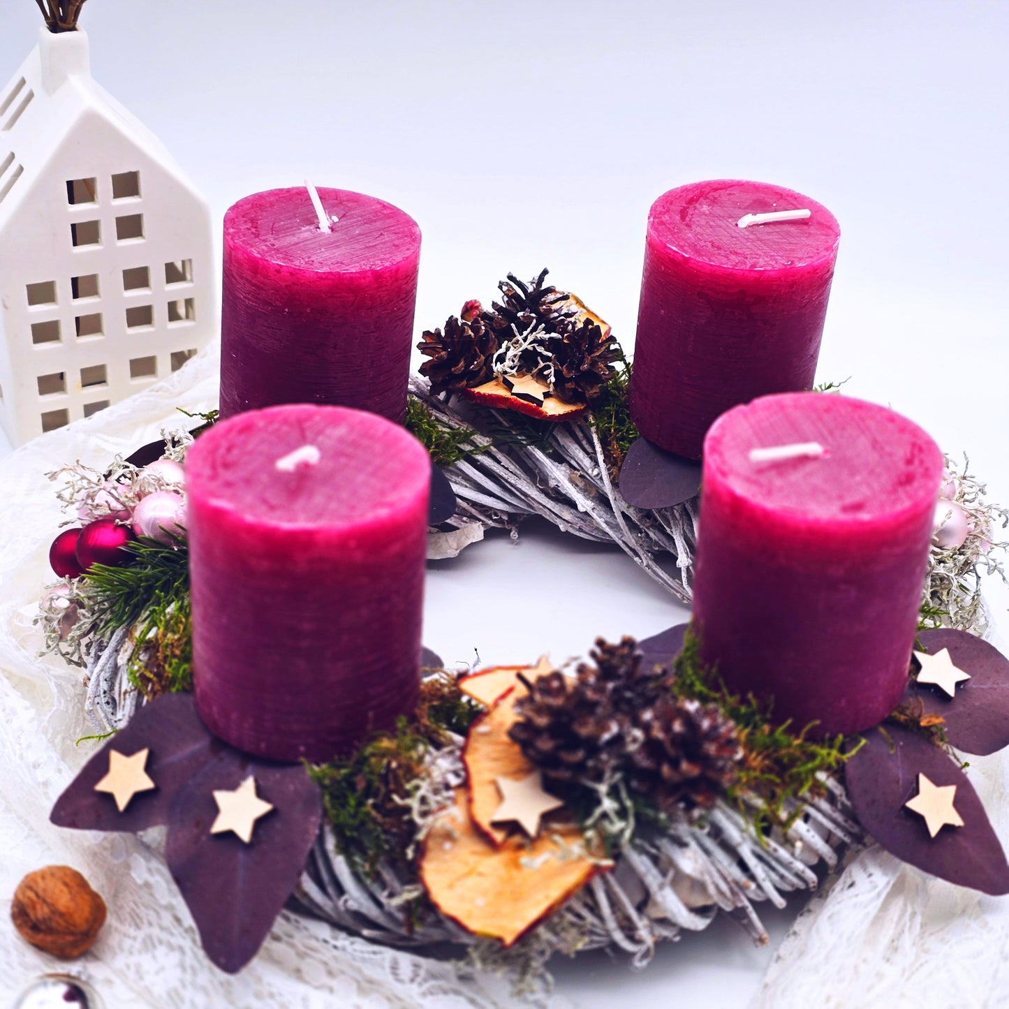 Adventskranz rund (Farbe beere)