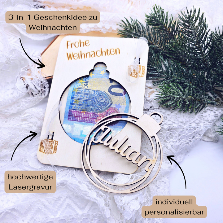 Weihnachtskarte aus Holz
