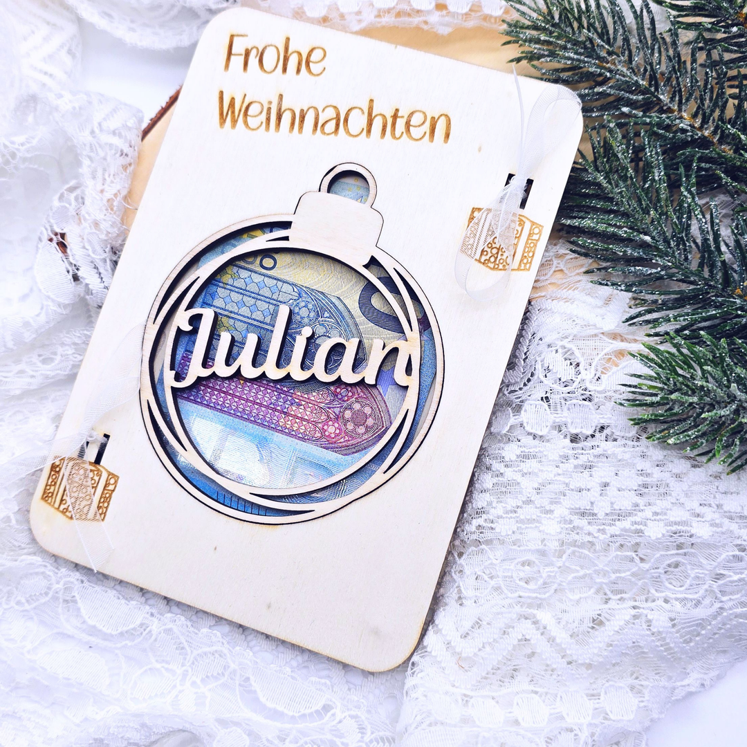 Weihnachtskarte aus Holz