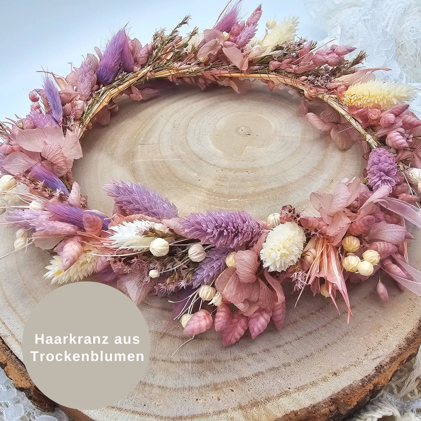 Haarkranz aus Trockenblumen | Haarband Baby | Blumenkranz JGA | Blumenmädchen Hochzeit | Kopfkranz | Haarschmuck | Trockenblumen