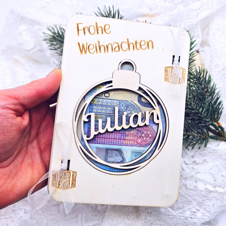 Weihnachtskarte aus Holz