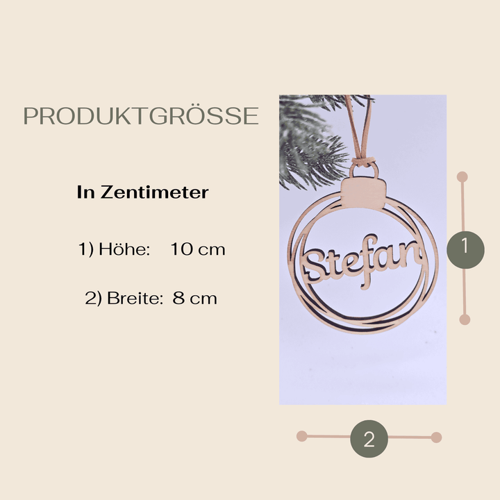 Personalisierter Weihnachtsanhänger in runder Form mit feinem Lasercut – liebevolles Detail für deine Weihnachtszeit