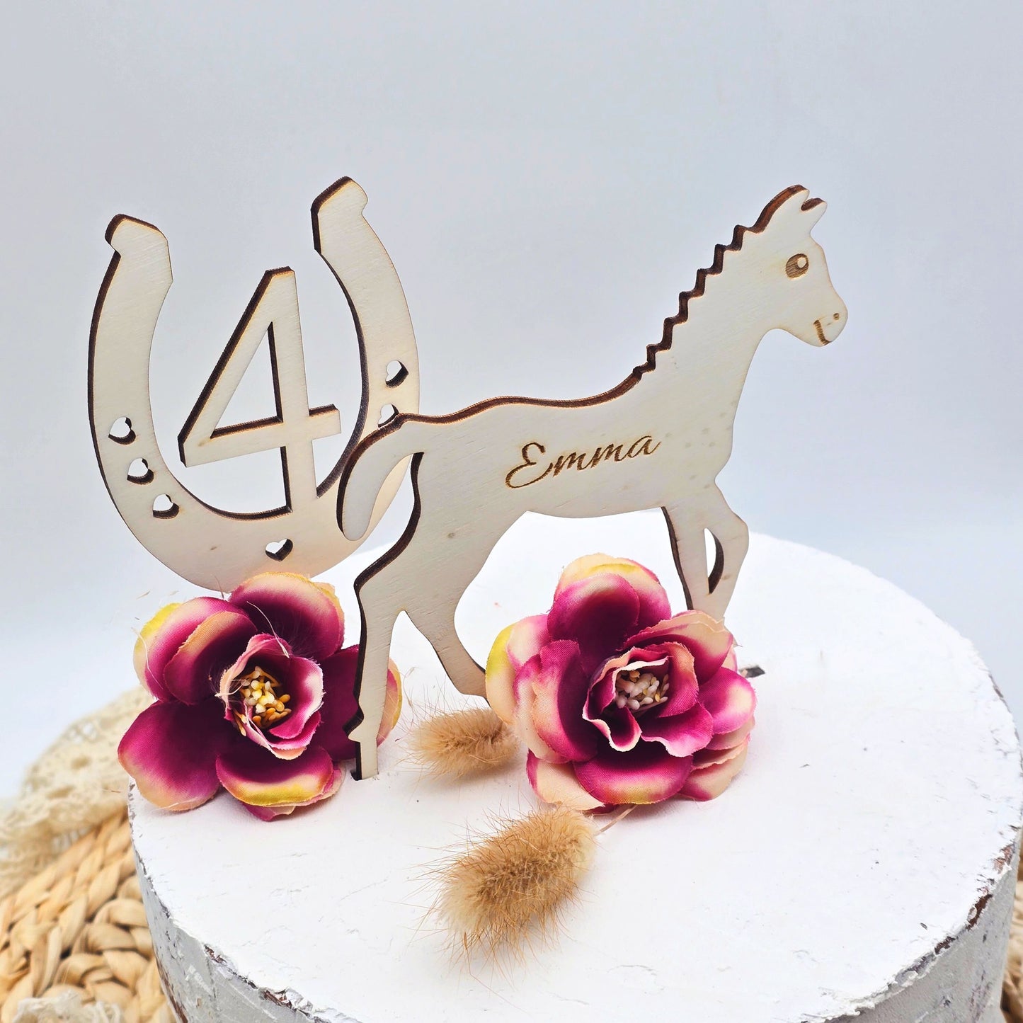 Kuchenstecker mit Name | Kindergeburtstag Pferde Kuchen | Cake Topper für Kinder | Pferde Deko | Motto Kindergeburtstag | Cake Topper Pferd