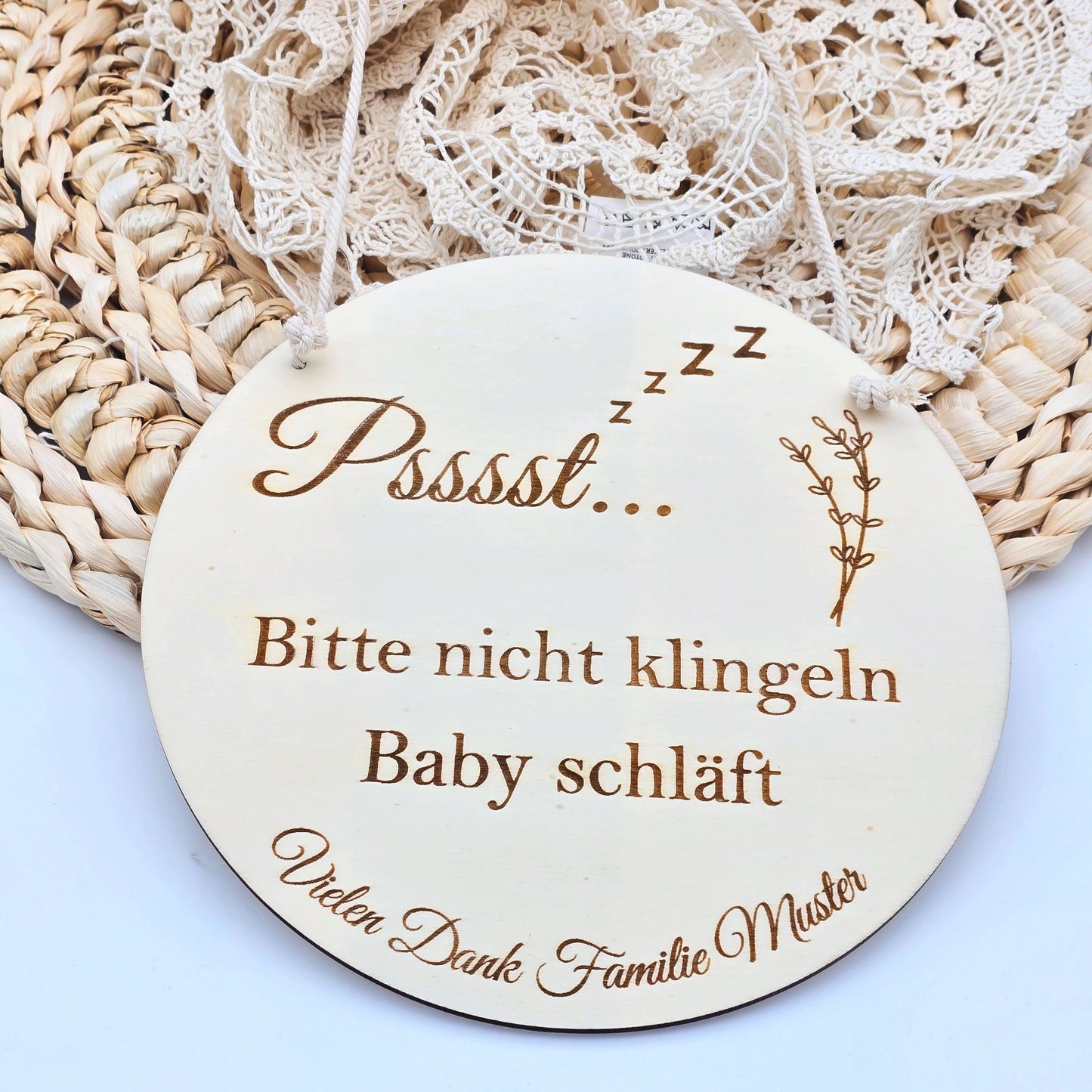 Holzschild Baby schläft