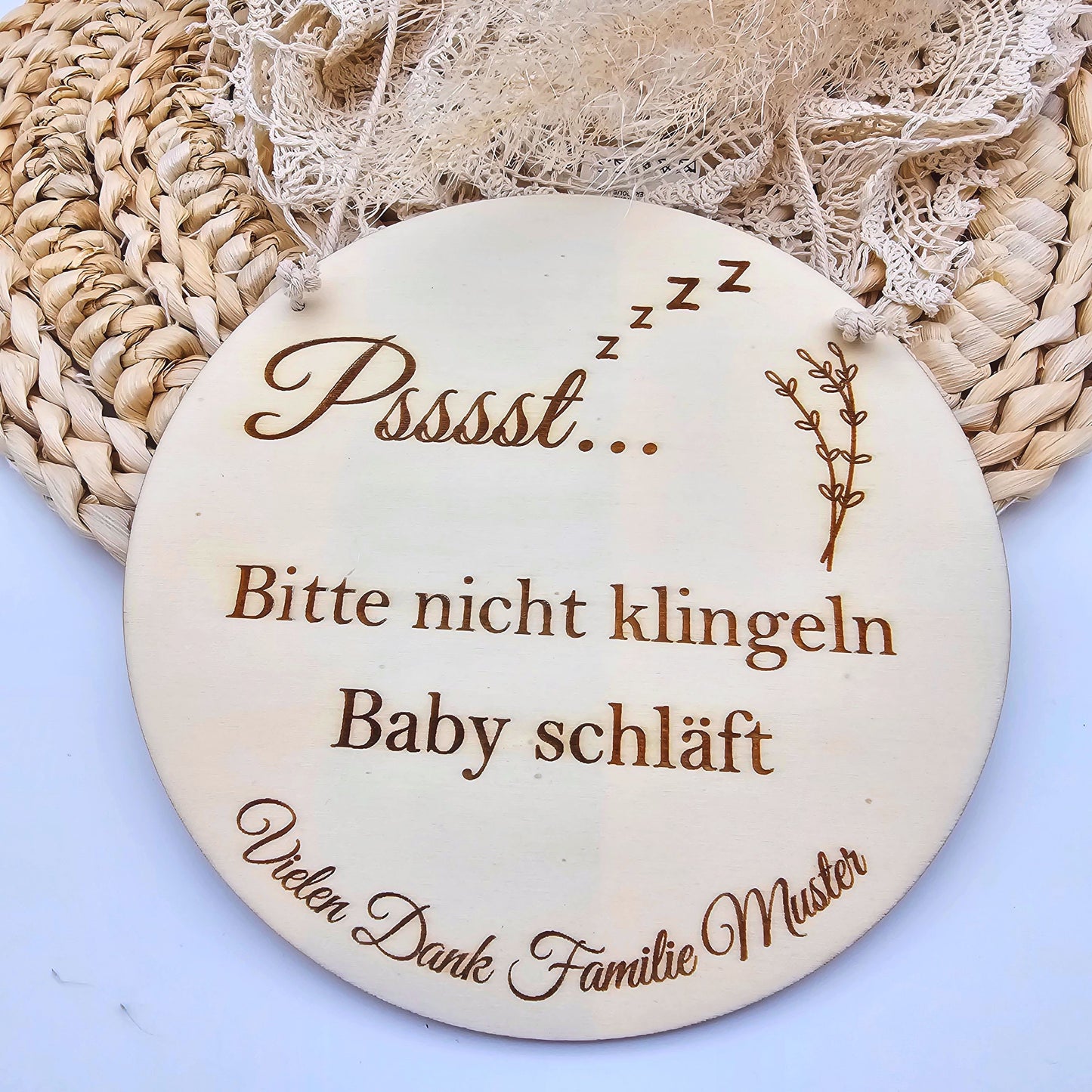 Holzschild Baby schläft