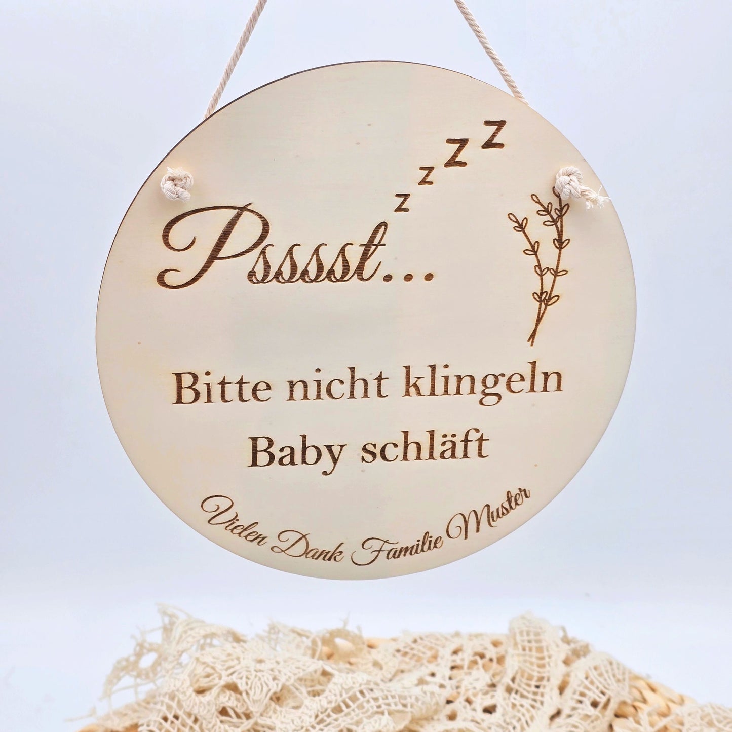 Holzschild Baby schläft