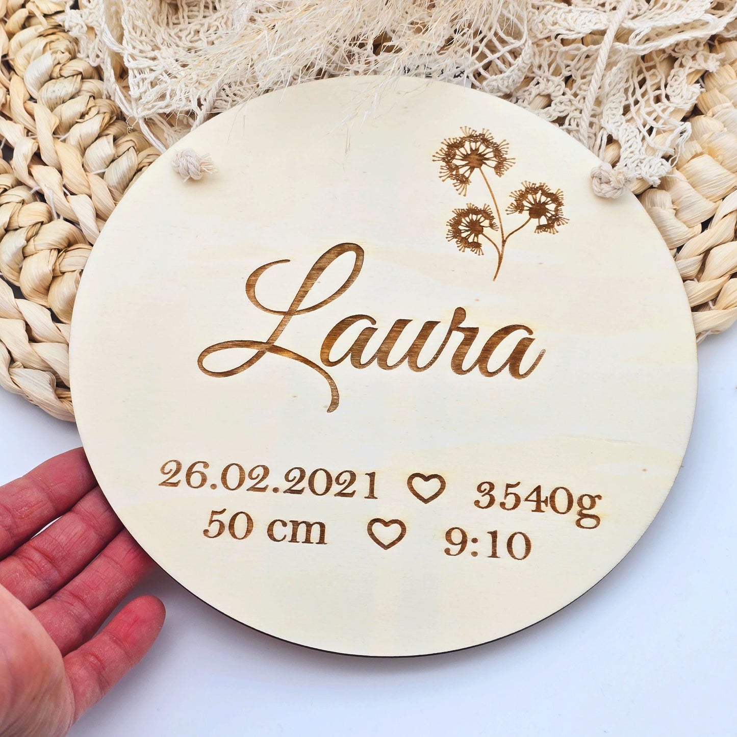 Geschenk zur Geburt | Namensschild mit Geburtsdaten | Personalisiertes Holzschild mit Name |Geschenk zur Taufe | Deko Kinderzimmer