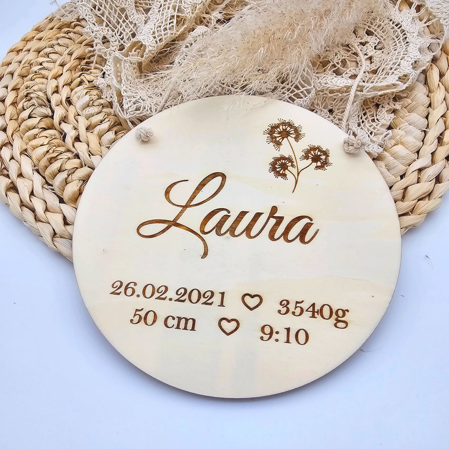 Geschenk zur Geburt | Namensschild mit Geburtsdaten | Personalisiertes Holzschild mit Name |Geschenk zur Taufe | Deko Kinderzimmer