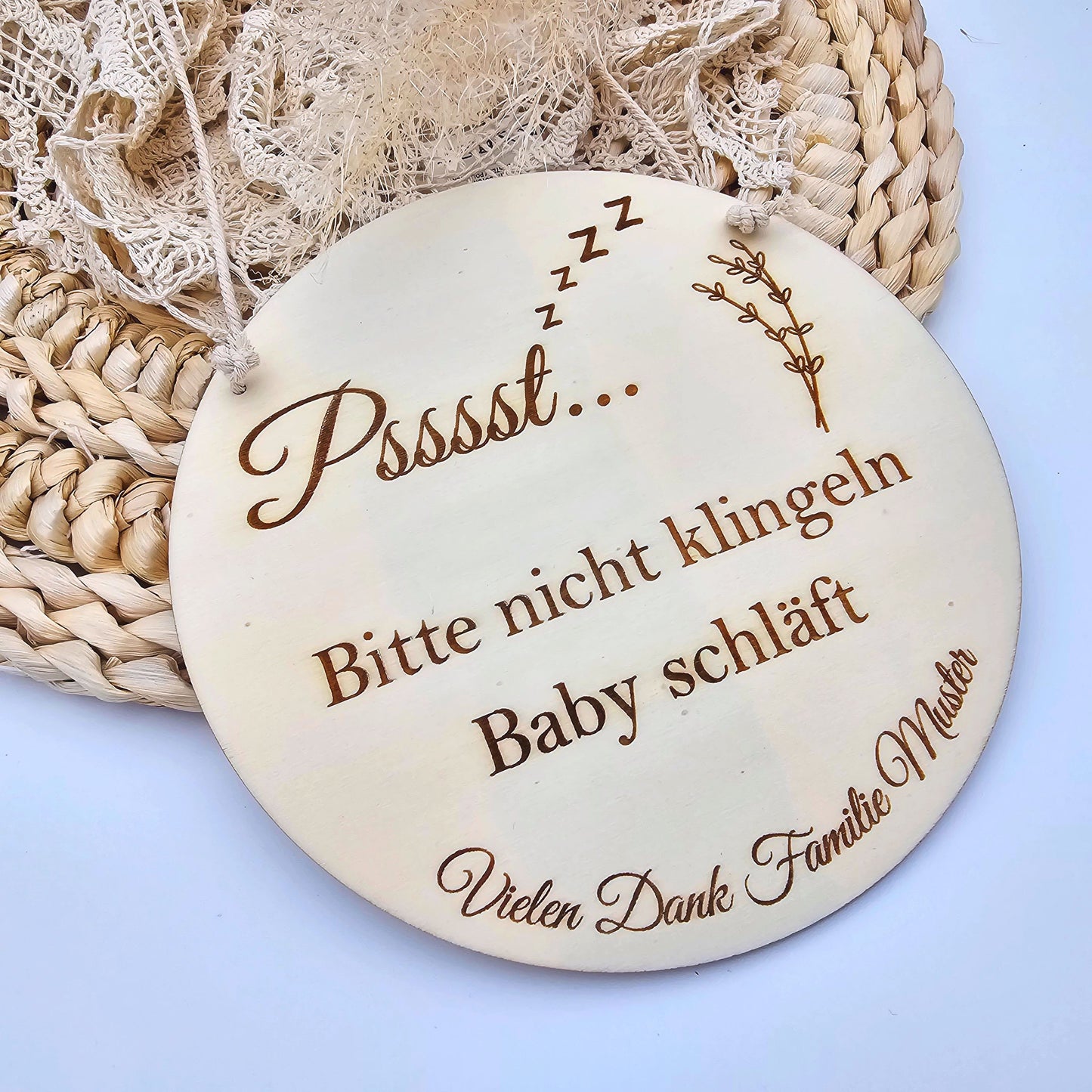 Holzschild Baby schläft